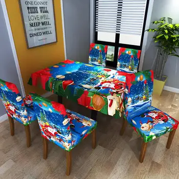 

Christmas Series Waterproof Printing Spandex Slipcovers Tablecloth Chair Cover For Dining Elastic Banquet Hotel Kitchen Wedding