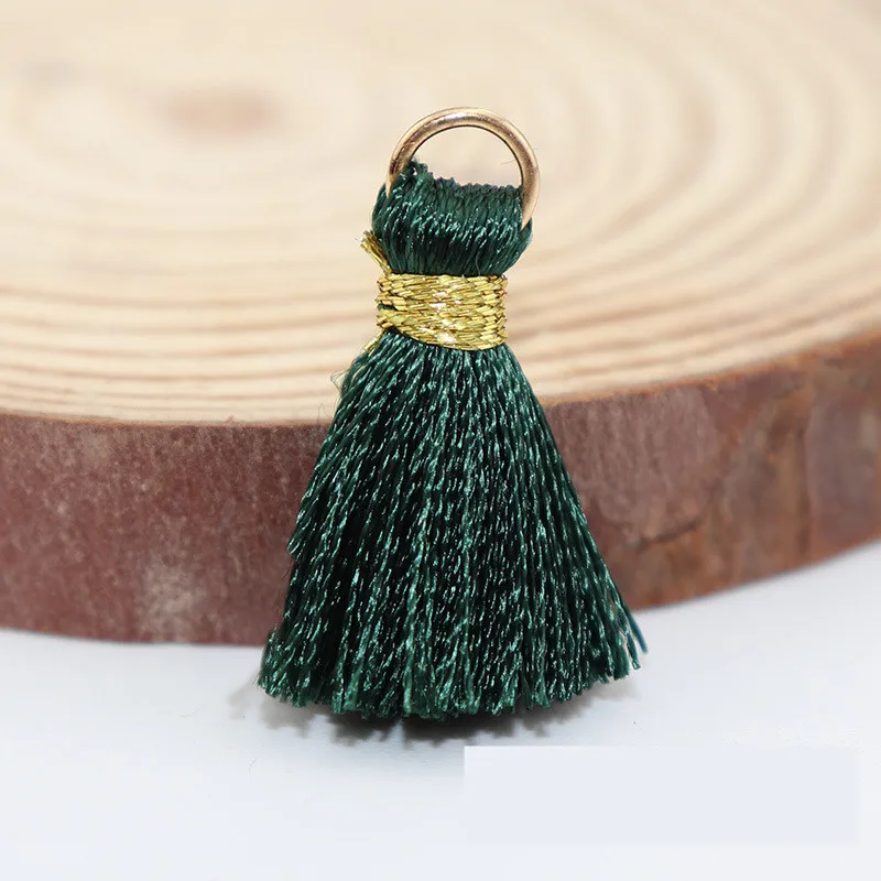 Dark green tassels 20 шт. висячие кольца золотая нить бахрома подвеска «сделай сам» ремесла маленькие шелковые кисточки отделка одежды шторы серьги украшения - Цвет: Dark green tassels
