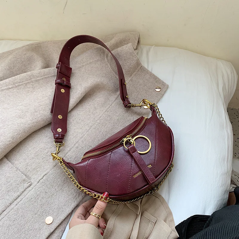 Fuchsia Waist Bag Женская сумка-банан из искусственной кожи, одноцветная сумка-мессенджер на плечо, нагрудная сумка, женская сумка на пояс высокого качества, поясная сумка с карманом - Цвет: Fuchsia Waist Bag
