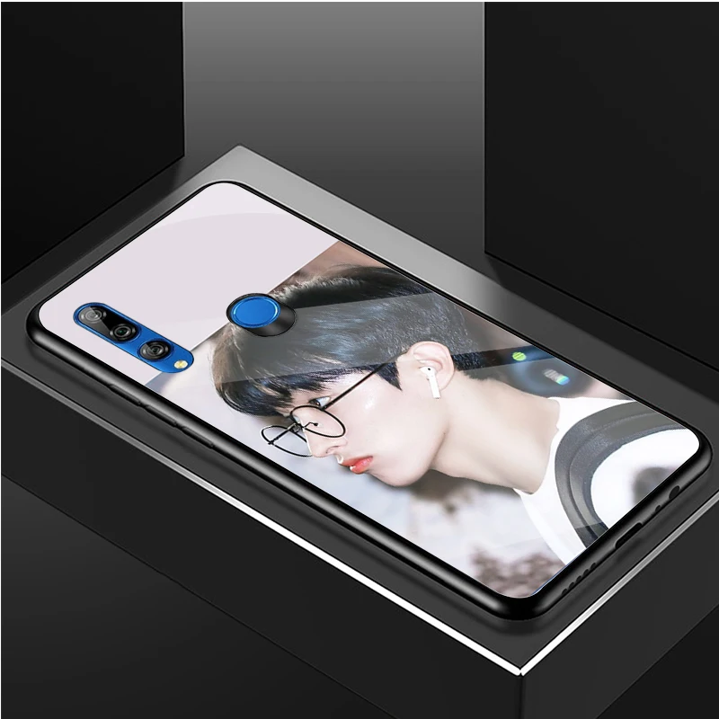 pu case for huawei Seventeen KPOP  Tempered Glass Phone Case For Huawei honor 8X 9 10i 20i 20Lite 20Pro 30 Pro Cover Shell waterproof case for huawei