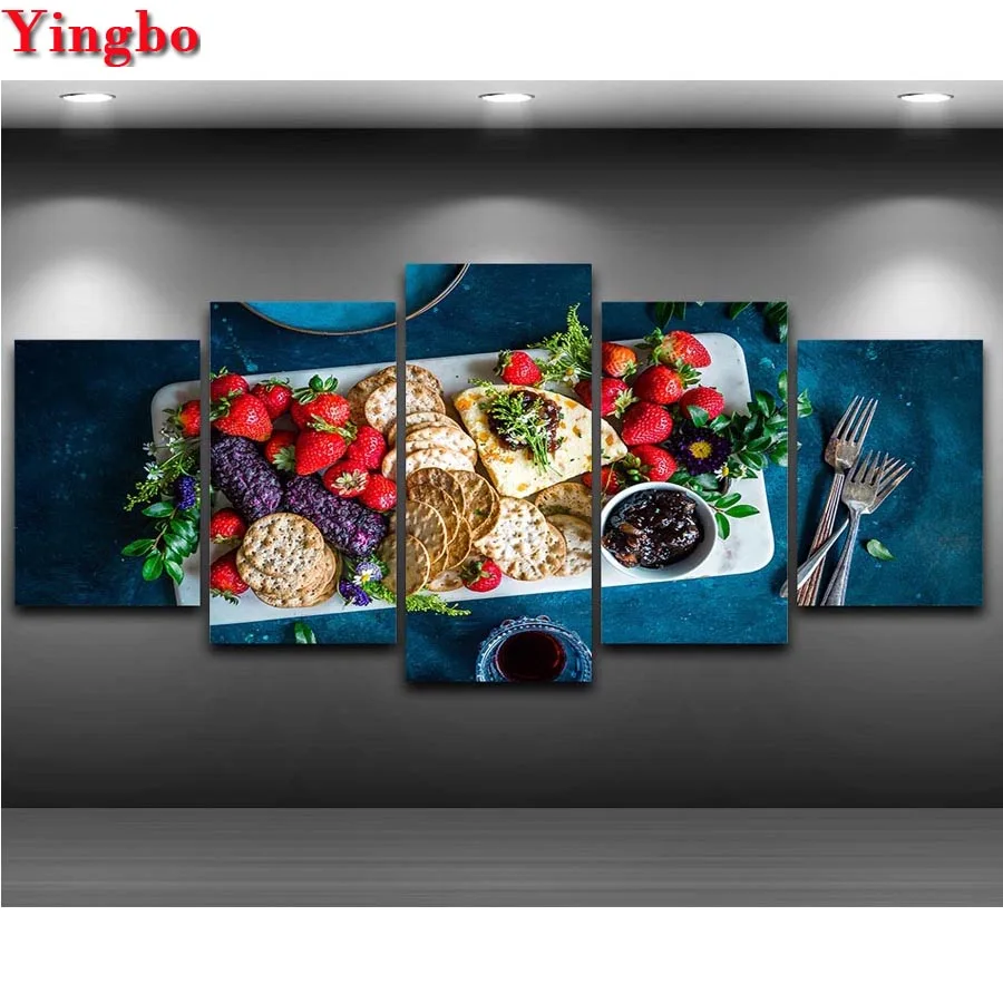 Набор из 5 шт. алмазная живопись кухонные фрукты еда печенье вышивка крестиком