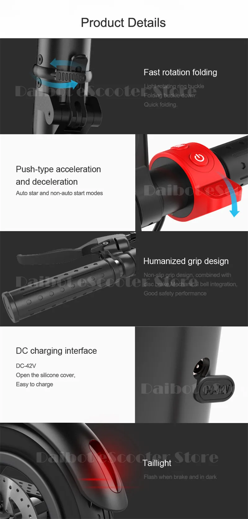 HX X7 Electric Scooter 36V 2 Wheel Electric Scooters With Removable Battery 8.5 Inch 250W Portable Folding Electric Kick Scooter (17)