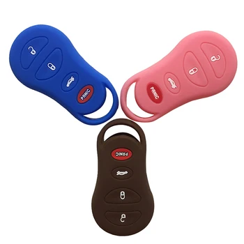 

Silicone Rubber 4 Buttons Keychain Car Remote Key Cover Case for Jeep Liberty Cherokee Dodge Neon Stratus Chrysler Key Cover Set