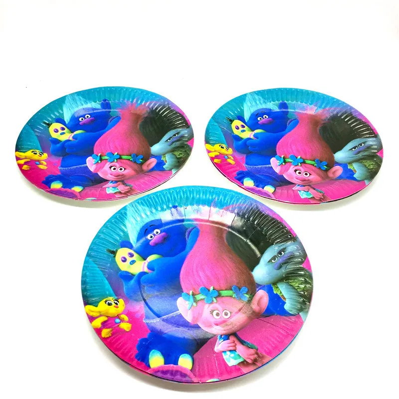 Cartoon Trolls Decoration Selectable Plates Fork Flag Children Kids  Birthday Party Supplies Disposable Tableware Sets - AliExpress