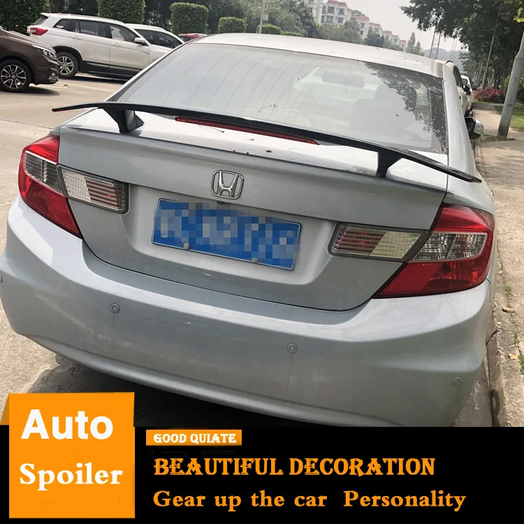For Honda Civic Spoiler Sport Abs Plastic Material Car Rear Wing Trunk