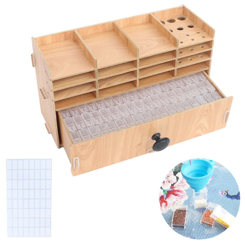 New Diamond Painting Wood Drawer Storage Beads Box Tool Multifunctional DIY Mosaic Multi-layer Function Case Nail Kit