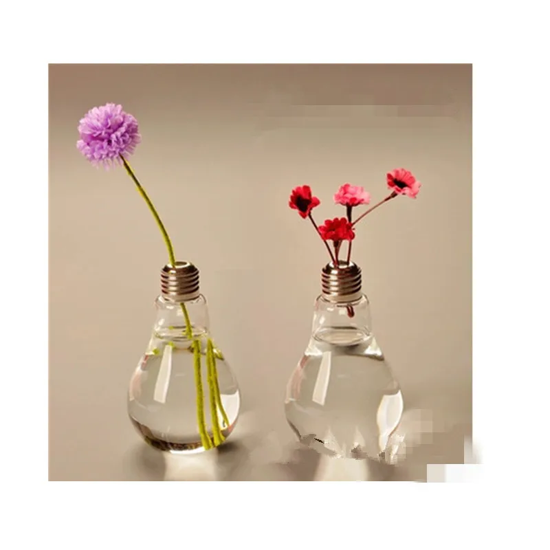 Креативная прозрачная лампочка пластиковая чашка стеклянная бутылка для воды милые бутылки для льда художественное стекло цветок растение декоративная стеклянная бутылка