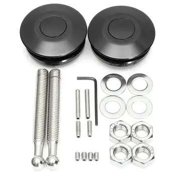 

2 Piece Universal Push Button Billet Hood Pins Lock Clip Quick Latch Bonnet for Mostly Car With Complete Installation Hardwares