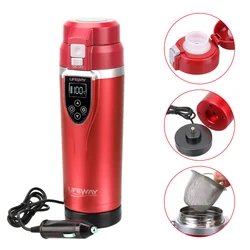 Taza de calefacción para coche, hervidor eléctrico para café, té, leche, calentador de agua de 12v, temperatura ajustable, taza portátil de ebullición de 350ML