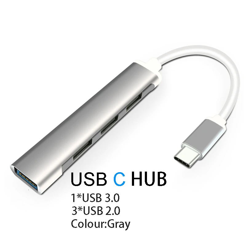 USB C Hub Gray USB C концентратор USB 3,0 концентратор type C USB разветвитель USB-C 3,1 многопортовый док-адаптер для Macbook Pro Air iMac PC Компьютерные аксессуары - Цвет: USB C Hub Gray