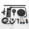 OUIO Black Bathroom Shower Faucet Set Wall Mount Rainfall Shower Head With Handheld Sprayer W/Shelf Bathtub Shower Mixer 6