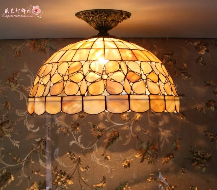 

12inch mediterranean tiffany style shell ceiling light for restaurant bar study lamp 110-240V