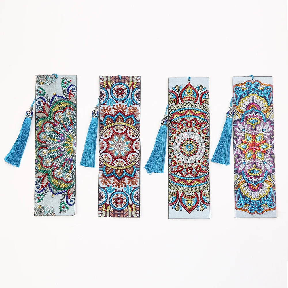 5D DIY Diamond Painting Leather Bookmark Tassel Book Marks Special Shaped Embroidery Craft | Дом и сад