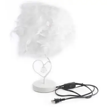 

Portable Feather Metal Rhinestone Bedroom Living Room Table Lamp Bedside Lamp Decoration Lamp Heart-Shaped Table Lamp Gift Lamp