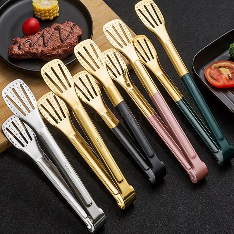 1 Piece Non-Stick BBQ Food Serving Tongs Kitchen Food Clip Bakery Supplies Stainless Steel