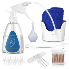 Набор для удаления воска для ушей, система для мытья ушей, включает в себя бутылочку для мытья ушей, шприц для ушей, одноразовые наконечники, полотенце, ватные тампоны, ушные кюреты