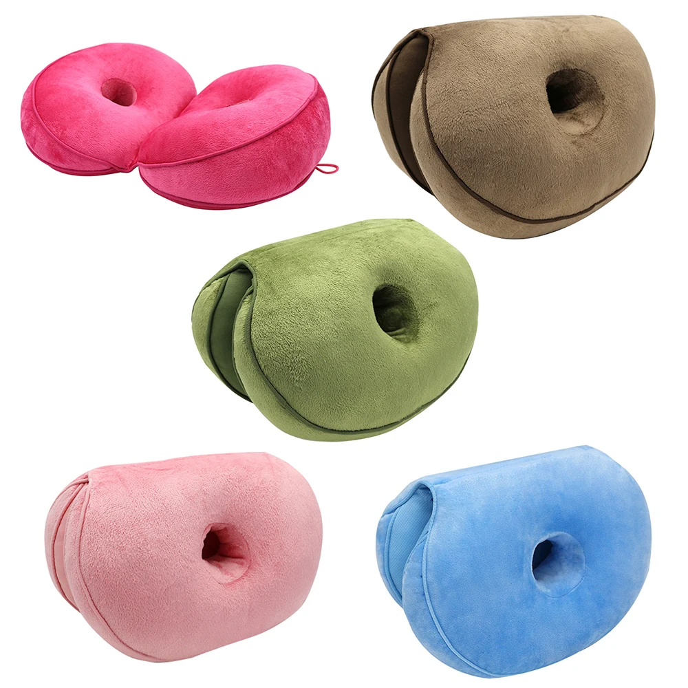 Dual Comfort Cushion Plush Soft Adult Office Home Chair Seat Mat Breathable Foldable Sitting Position Posturing Seat Pillow