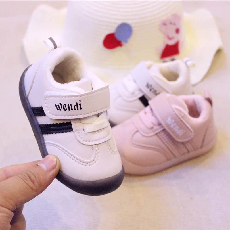 

2019 Autumn And Winter Cotton Warm Shoes PU Leather Soft Bottom Toddler Shoes Baby Kick Infant Athletic Shoes 15-25