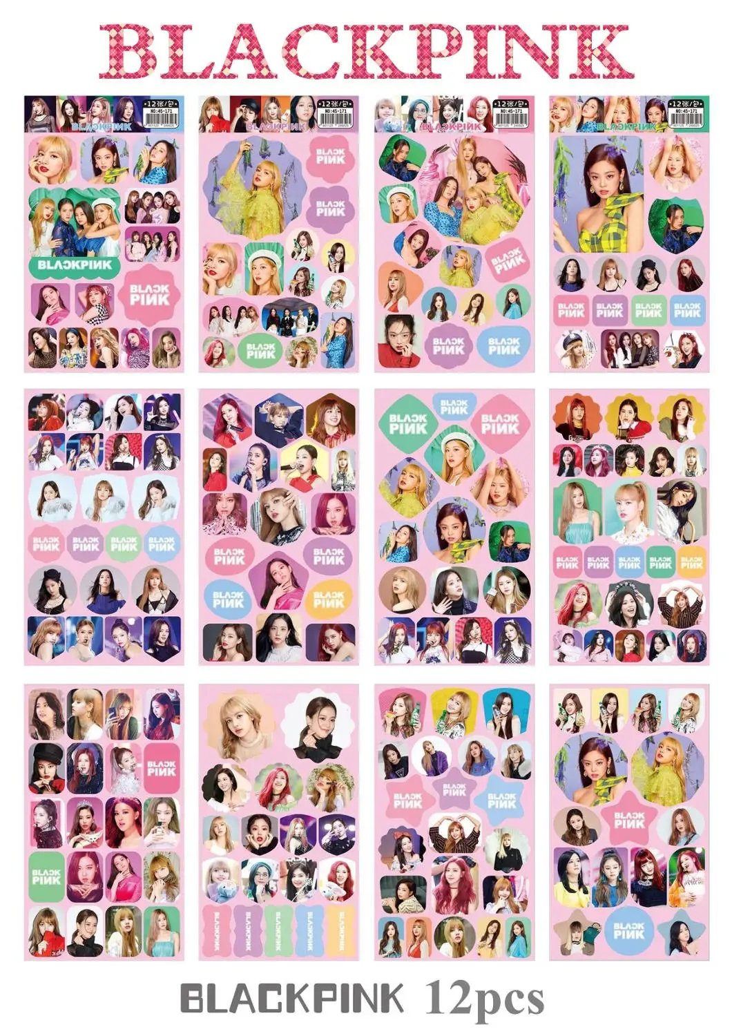 

12 pcs/set BLACKPINK Small wall sticker Korean KPOP around stickers gift JISOO JENNIE LISA