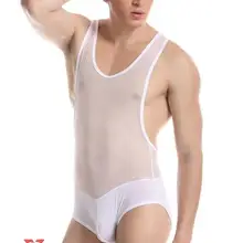 Мужская сетка прозрачная емкость Топ Мужской Цельный сексуальный сплошной цвет Спортивное нижнее белье и пижамы