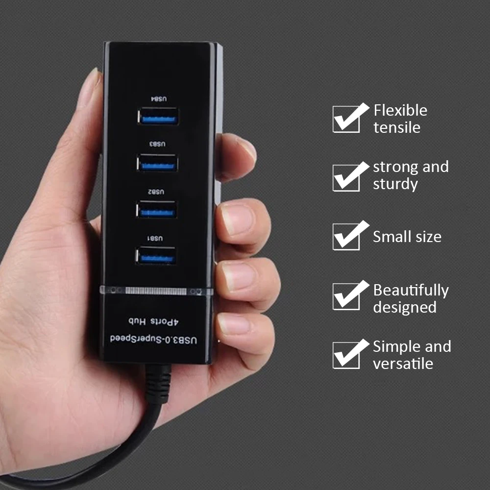 4 порта Супер скоростные концентраторы Hi-speed 4 порта USB 3,0 мульти концентратор разветвитель расширения для настольных ПК ноутбук адаптер ABS 5 Гбит/с usb-хаб