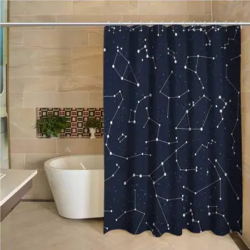 

Constellation Waterproof and colorful shower curtain Milky Way Inspired Pattern with Cluster of Fixed Stars in Night Sky