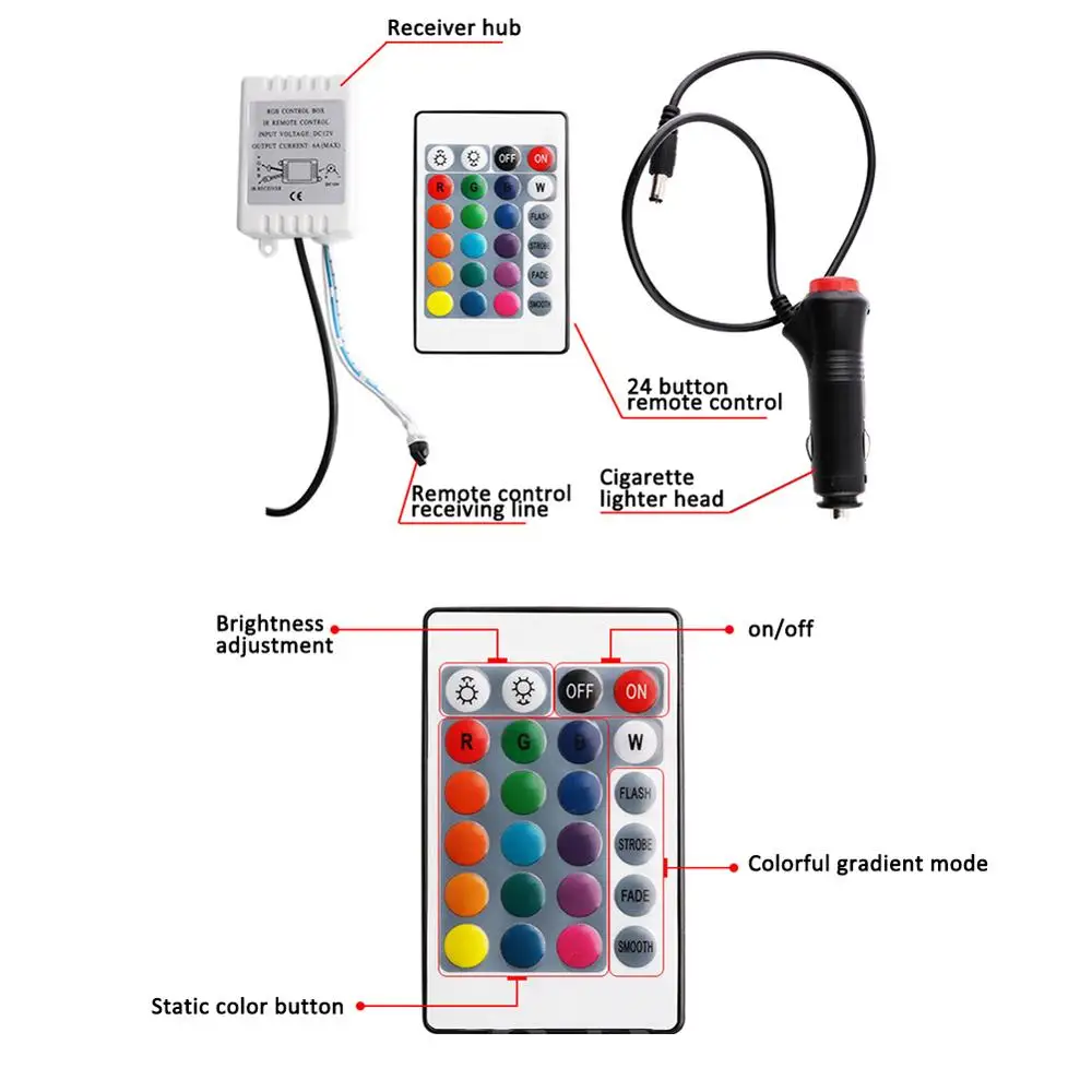 12V 4-в-1 RGB светильник бар 5050 светодиодный окружающей среды светильник салона Декор Светильник s W/Дистанционное Управление Водонепроницаемый интерьера автомобиля светильник полосы