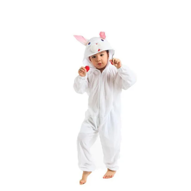 Kigurumis Animals Kids Anime Cosplay Costume Funny Suit School Party Student Play Games Onesies Performance Dinosaur Tiger Fancy white rabbit