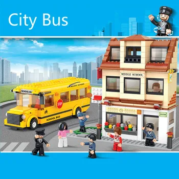 

Building blocks for bus stops in urban schoolsDIY Creative Classic Parts Educational Toys for Children