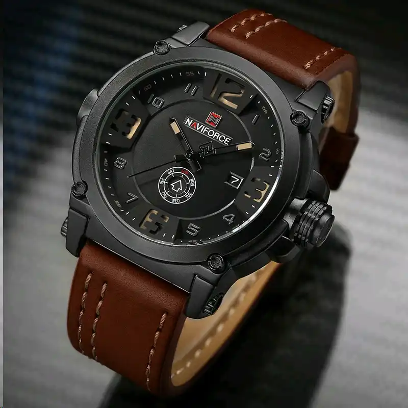 高級メンズ腕時計naviforceファッションメンズ腕時計防水ミリタリー革クォーツ腕時計アナログマン時計レロジオmasculino クォーツ時計 Aliexpress