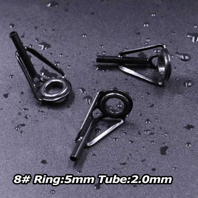 3Pcs Fishing Rod Tip Guides Repair Kit Stainless Steel Frames Ceramics Rings Black Rod Building Guide Eye Building Repair 6#~16# Size8 2.0mm 3Pcs