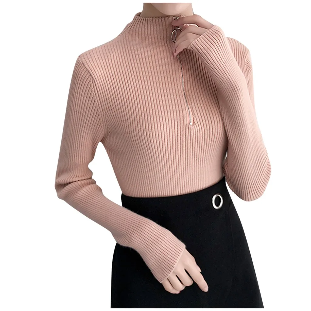Sweater Women 2019 Autumn Winter Red Turtleneck Knitted Women Sweater And Pullover Female Pink blue Jumper Pull Femme Sweater