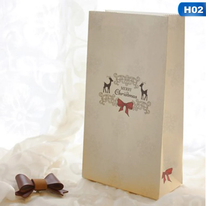1 шт крафт-бумажный мешок веселые рождественские подарочные сумки леденец для праздника любимый бант Свадебная Упаковка 12*6*22 см - Цвет: 2