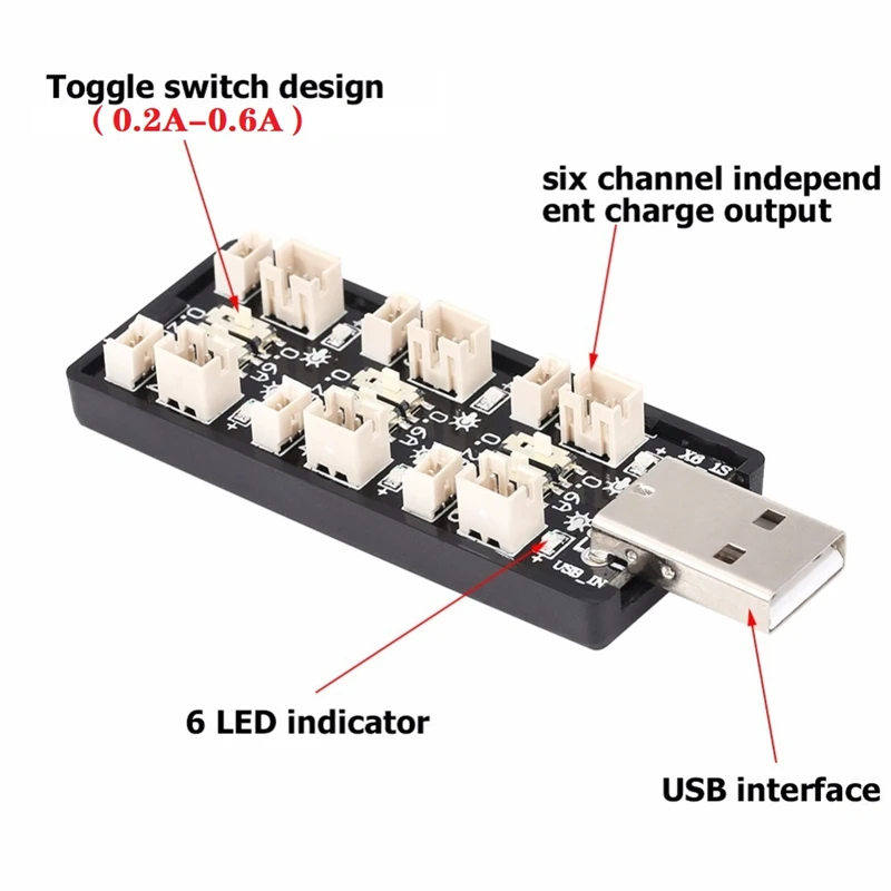 Chargeur Lipo LiHv 1S 6CH USB 4.35V pour Batteries RC