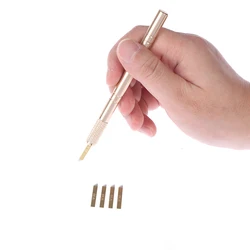 Golden Tebori 3D Tattoo Pen + 5 Pcs 12 Pins Microblading Tattoos Needles Permanent Makeup Manual Professional Eyebrow Tattoo Set