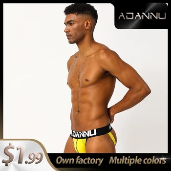 

High Quality Spandex Quick Dry Gay Men Sexy Underwear Thong Men Jockstrap Letter Gay thongs Mens Thongs And G strings Gift AD139