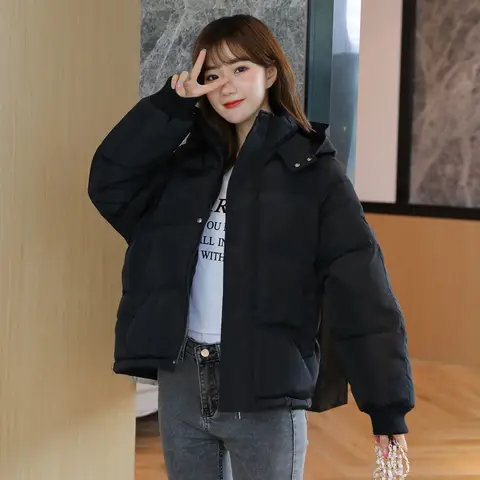Filling Cotton Hooded  Jacket Autumn And Winter Casual Style Woman Parkas Female Coats