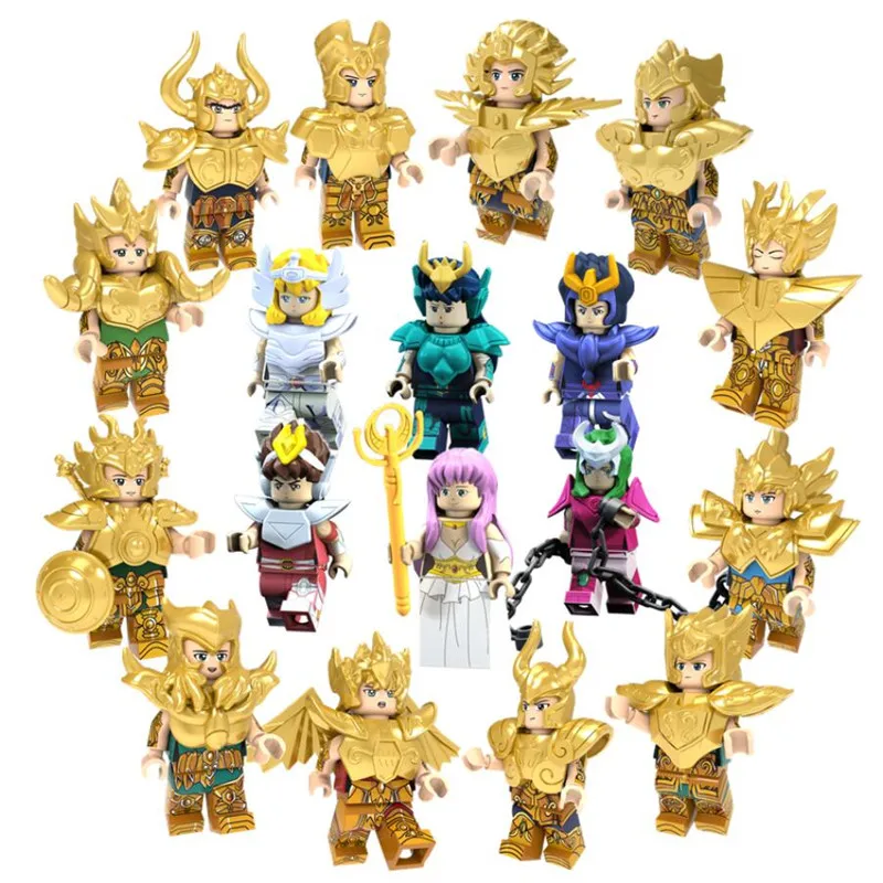 

18pcs Saint Seiya Collection Gold Saint Athena Glacier Japanese Anime Constellation Mini Man Bricks Blocks