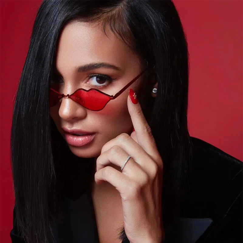 Сексуальные солнцезащитные очки с красными губами 90 S Винтажные Солнцезащитные