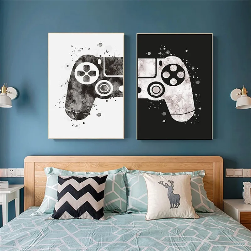 

Gaming Room Posters Gamepad Wall Art Posters and Prints Canvas Painting Wall Pictures Gamer Gift for Boys Children Room Decor