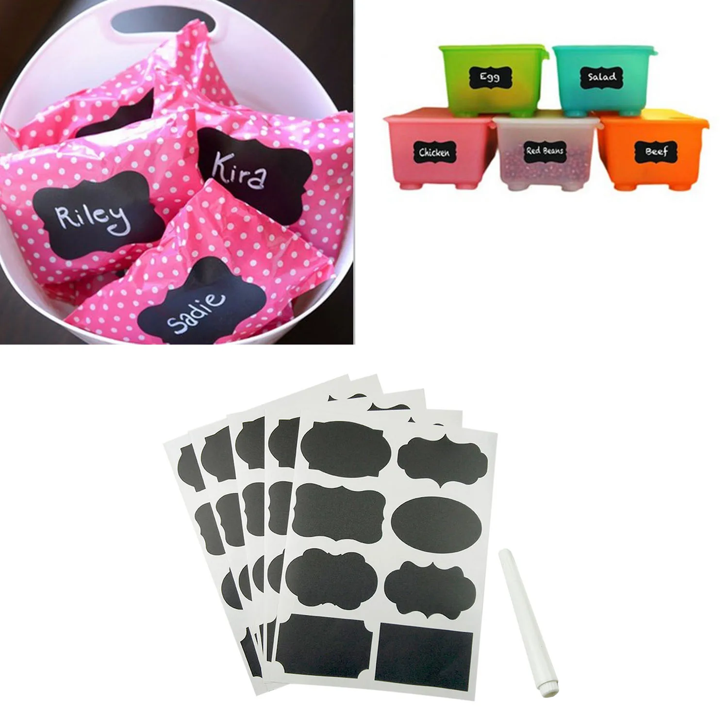 

120pcs Removable Self-Adhesive Chalkboard Labels Name Stickers with 1pcs Chalk Marker for Kitchen Spice Jars Glass Bottles