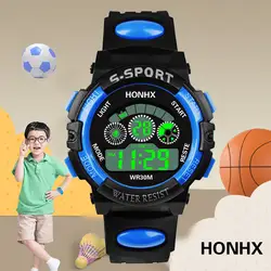 Детские Часы светодиодный электронные часы Роскошные Мужские Аналоговые цифровые военные спортивные водонепроницаемые светящиеся