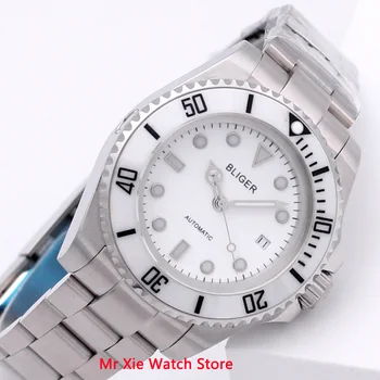 

Bliger 43mm Automatic Mechanical Mens Watch Business Luxury Brand Ceramic Bezel Day Date Sapphire Glass Luminous Wristwatch Men