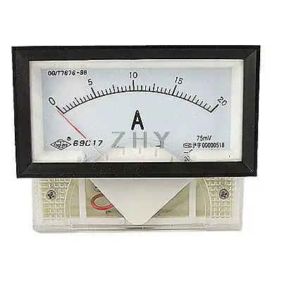 

69C17 DC 0-20A Rectangle Analogue Ammeter Current Meter