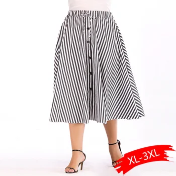 

Large Size Fashion Women's New High Waist Straps Striped Loose Skirt Size XL-3XL
