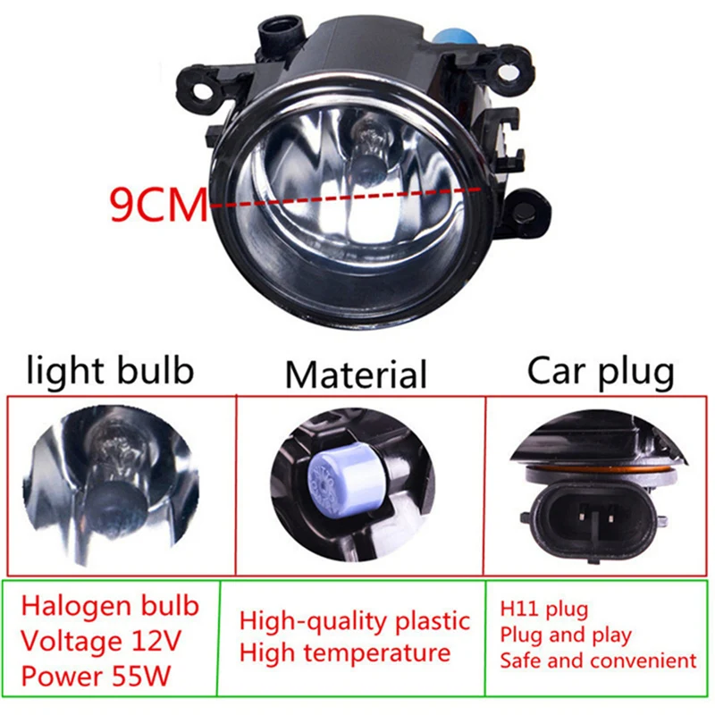 Для Renault Megane 2/3 Duster Logan Fluence Koleos Kangoo Sandero Thalia Галогенные Противотуманные фары 55 Вт 4300 К 12 В Противотуманные фары 2 шт