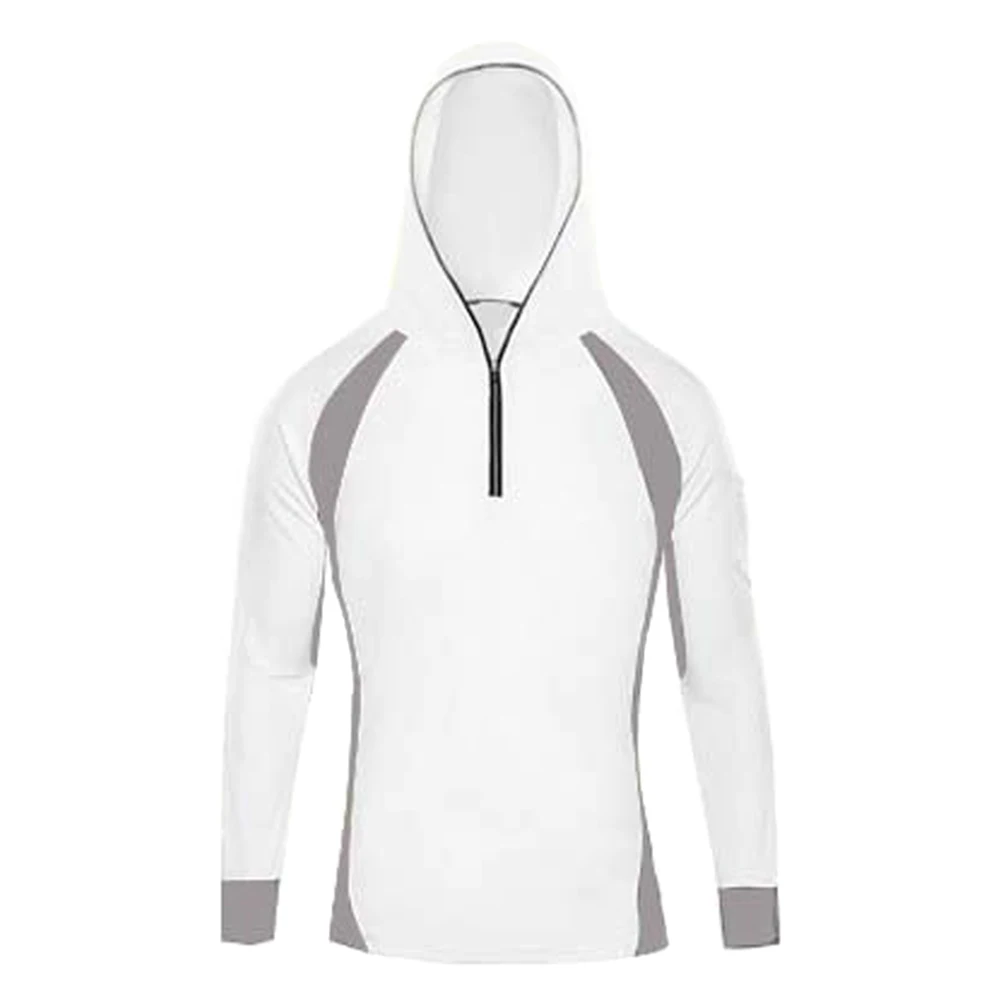 White Gray Лидер продаж, мужской Одноцветный Быстросохнущий солнцезащитный плащ с длинным рукавом для рыбалки с защитой от ультрафиолета, дышащий Мужской плащ с капюшоном - Цвет: White Gray