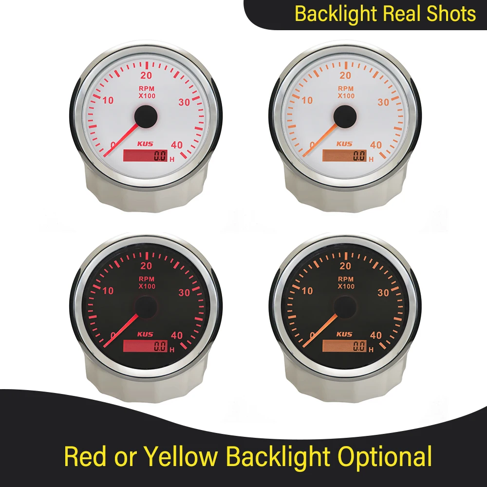 Tachometer Gauge Engine Tachometer Tachometer Meter Engine Hour Meter 85MM Gasoline Diesel Engine Tachometer 3000RPM 4000RPM 6000RPM 8000RPM with Hourmeter Boat Truck Car RV Waterproof