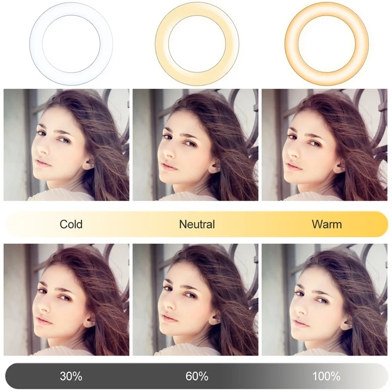 Koop Led Selfie Ring Licht 6 8 10 inch Dimbare 3200 5500K Ringlicht Fotografie Lamp voor Youtube video Make Up Foto Studio Verlichting