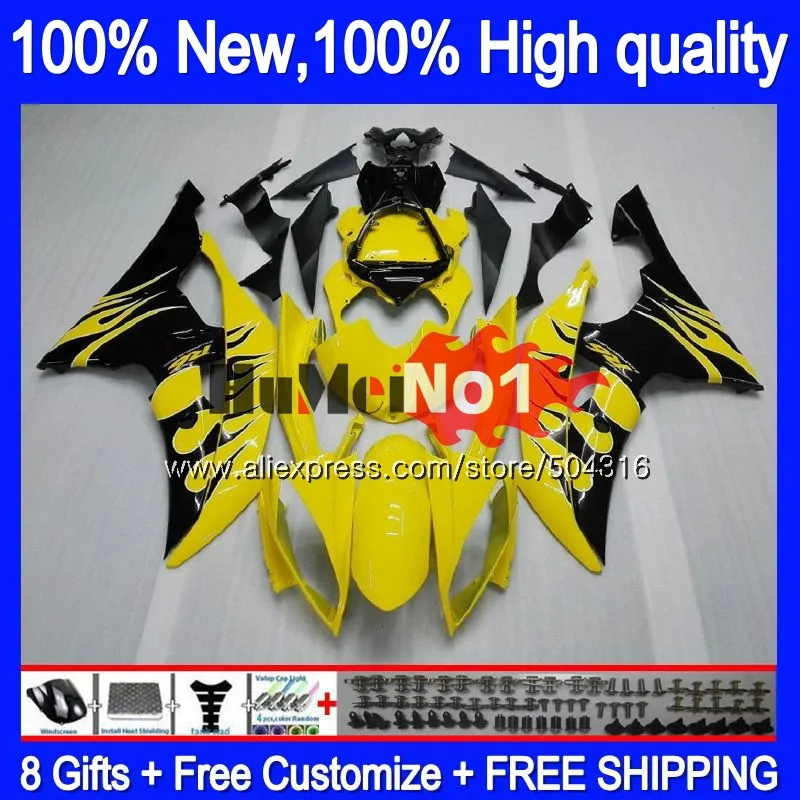 YZF600 для YAMAHA YZF-R6 YZF-600 YZF 600 R 6 37MC образования легкой пены. 3 YZF R6 YZFR6 2008 2009 2010 2011 2012 08 09 10 11 12 обтекатель черный Пламя